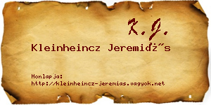 Kleinheincz Jeremiás névjegykártya